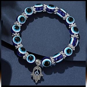 NWOT Evil Eye Royal Blue beaded unisex palm with eye